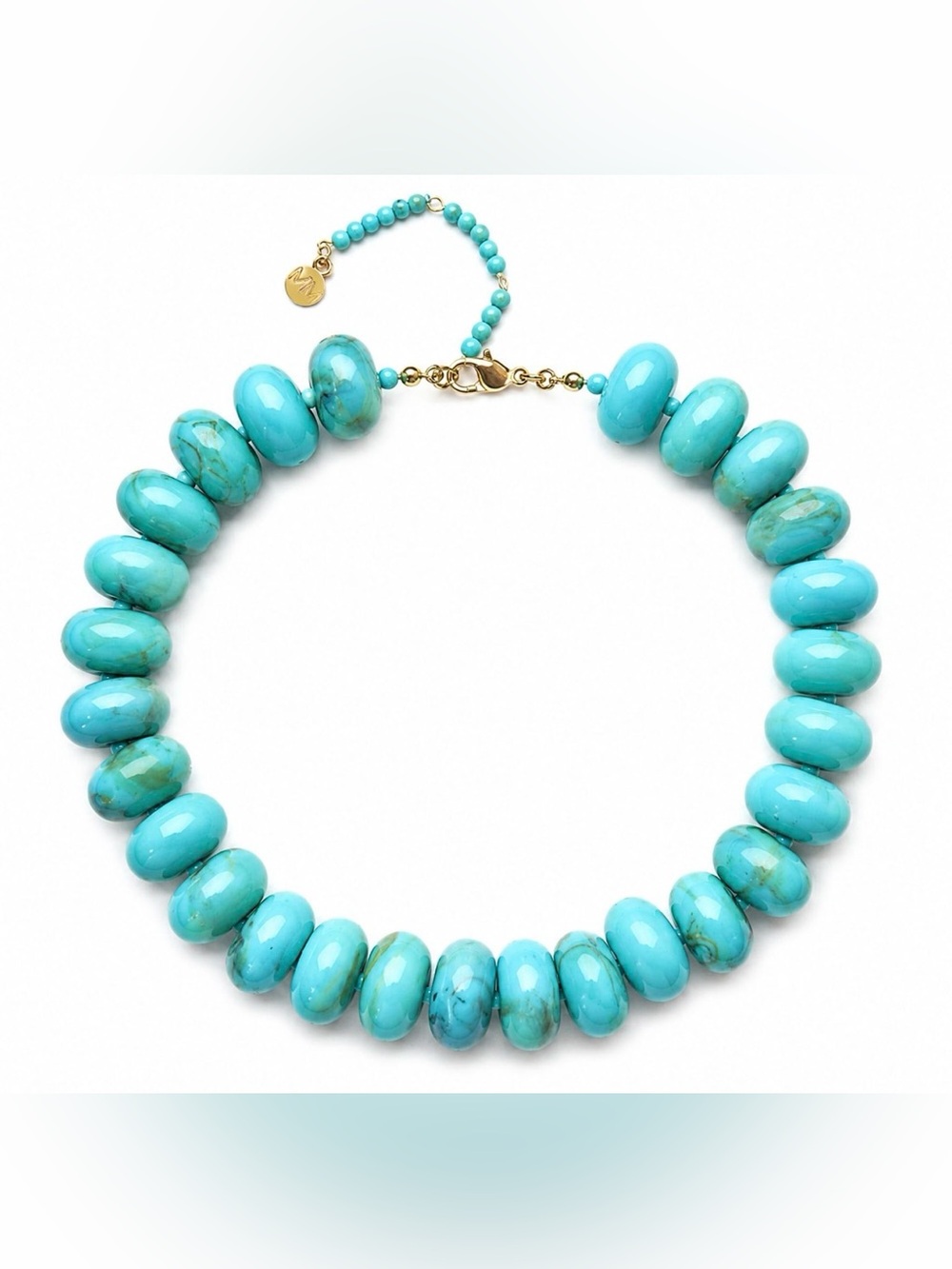Mayamar genuine turquoise & resin oval beaded  statement necklace- NWOT - Picture 2 of 4